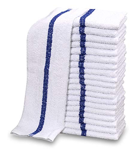 Blue Stripe Cotton Blend Restaurant & Bar Mops - 60 Pack, 28oz