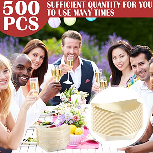 Disposable Bamboo Sushi Boat Plates - 500 Pack for Appetizers & Party Events