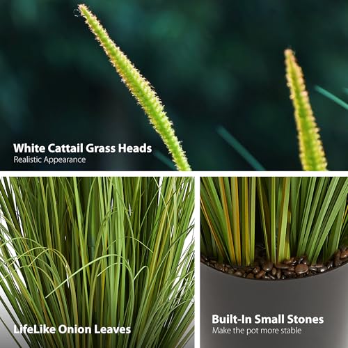 3ft Artificial Cattail Reed Grass Plant - 2 Pack Indoor Outdoor Faux Greenery