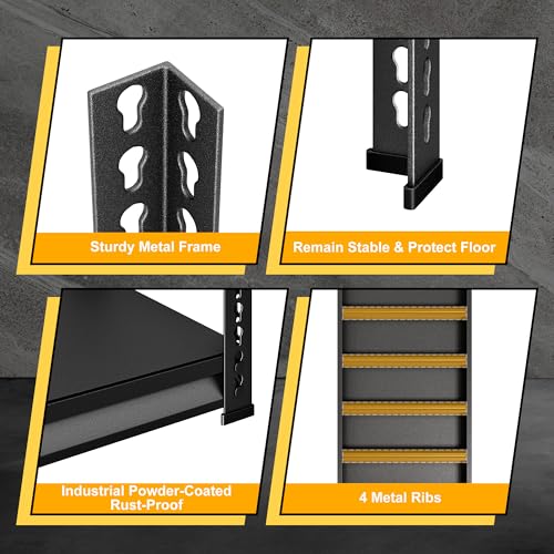 48-Inch Heavy Duty Garage Shelving Unit - 1500LBS Capacity, 3-Tier Metal Storage Rack, Adjustable Black Industrial Shelves (SDXYSTCE)