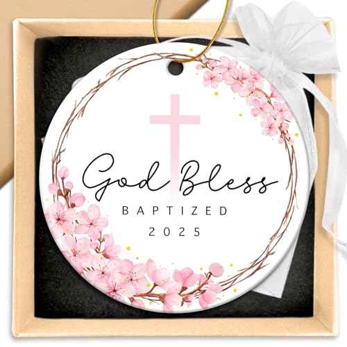 ZAGKOO Easter Baptism Gifts for Girls - Christening Ornament for Baby Girl, Kids, Women - Godchild Gift from Godparents - Religious Easter Decorations, God Bless Baptized Christmas Ornament 2025