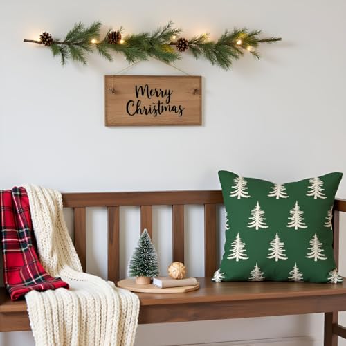 PANDICORN 18x18 Green Christmas Pillow Covers Set of 2 - Farmhouse Decor