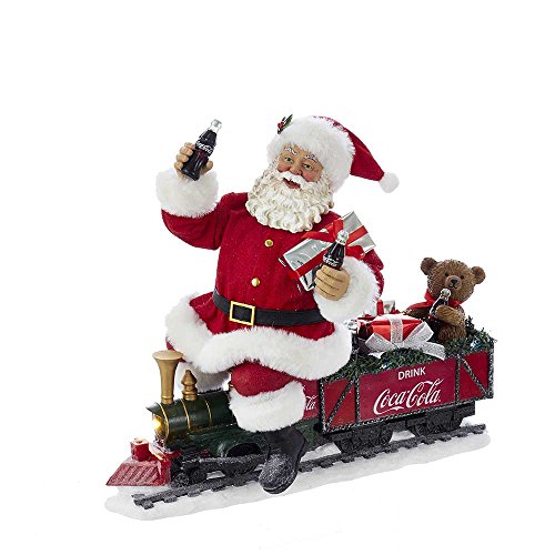 Kurt Adler 13-inch Coca-Cola Santa Train with LED Garland Battery-Operated Christmas Decor