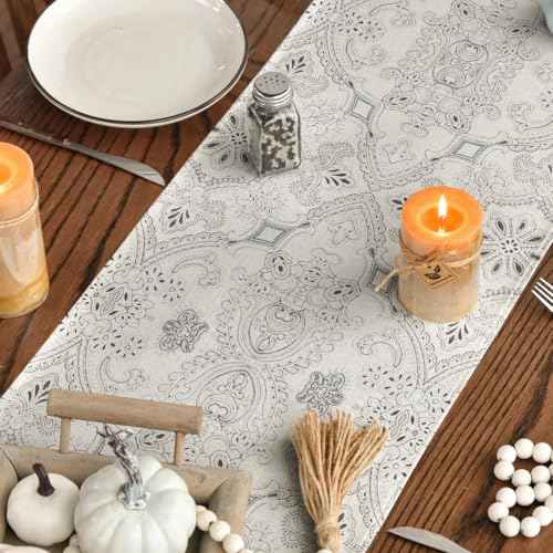 Artoid Mode Happy Diwali Table Runner, Festival of Light Marigold Holiday Kitchen Dining Table Decoration for Indoor Outdoor Home Party Decor 13x90 Inch