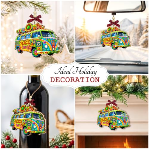 Hippie Christmas Ornament 2026 - Boho Decor for Women & Men, Peace & Love Design