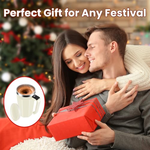 LeadYuantop Self-Stirring Coffee Mug 18oz White, Rechargeable, Leak-Proof