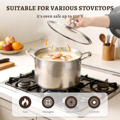Ptaciow 7 Quart Titanium Soup Pot - Healthy Non-Stick Cooking, Even Heating