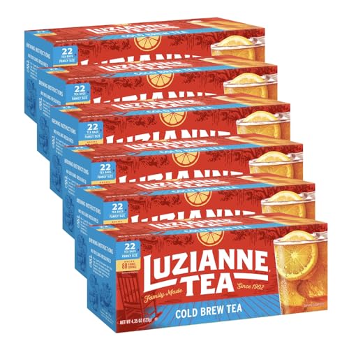 Cold Brew Black Iced Tea Bags - Luzianne Unsweetened 22 Count Pack of 6