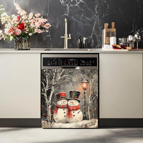Magnetic Dishwasher Door Cover Snowman Cardial Winter Decal 23x26 in