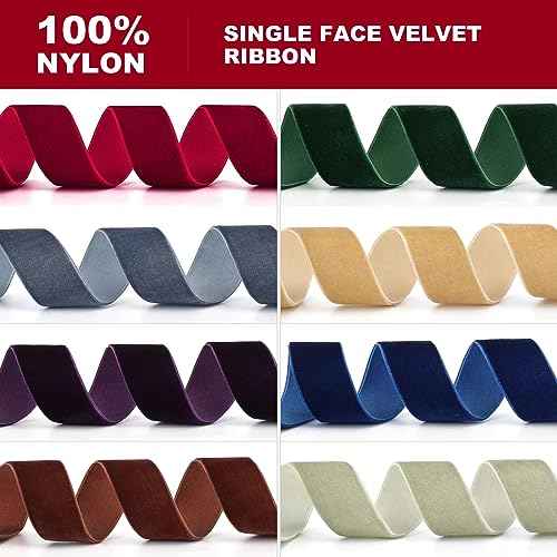 Burgundy Velvet Ribbon 5/8" x 20Yd,Great for Gift Wrapping,Hair Bows Making, Wreaths,Wedding and Christmas Party Decoration(Burgundy 5/8")