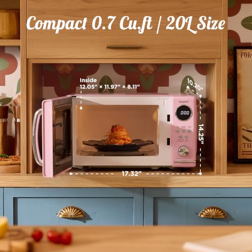 Retro Countertop Microwave Oven 0.7 Cu Ft 700W Pink