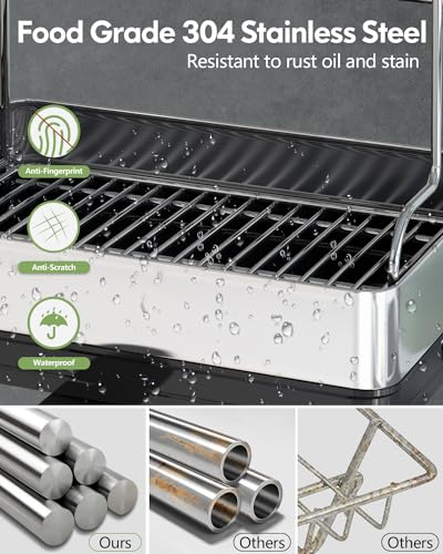 BOOSINY Stainless Steel Dish Drainer with Drainboard - Silver & Black, 18.1 x 13.4 inches