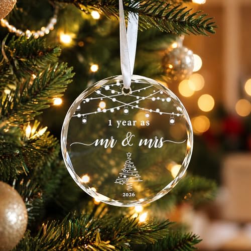 1st Anniversary Ornament – XIVON HOME Glass Keepsake Gift for Couples