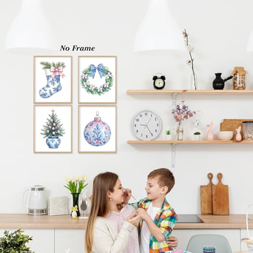 Boat Wades Chinoiserie Christmas Wall Art Prints Set of 4, Unframed 8x10 (Variation: Chinoiserie3)