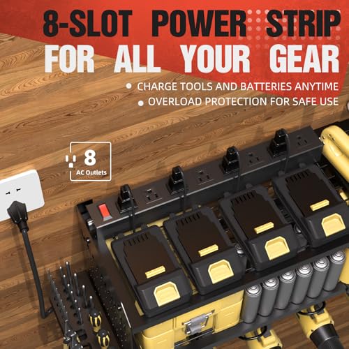 Large Power Tool Organizer with Charging Station - Black, 3 Layers, 28''