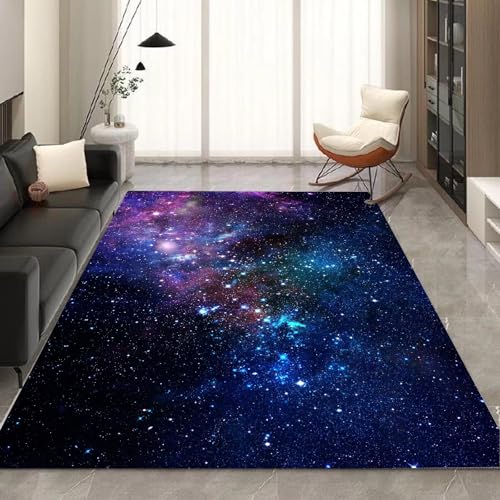 Galaxy Space Starry Sky Area Rug 5x7 Feet for Kids Bedroom Living Room - Blue & Purple Variation of Multi1