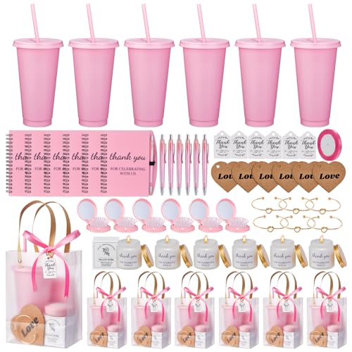 Pink Baby Shower Prizes Gift Set - 56 Pieces Including Candles, Notebooks, & Accessories