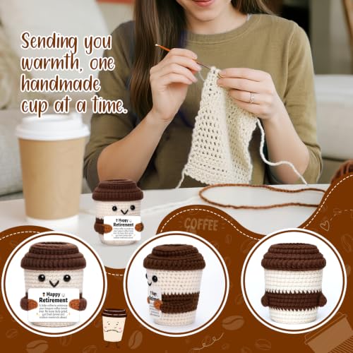 Retirement Gift for Coworker Women – Crochet Coffee Cup (OCCdesign) - Variation: Retirement
