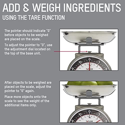 Small Black Taylor Vintage Mechanical Kitchen Scale - 11 lb Capacity, Silver