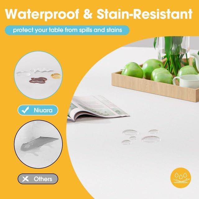 Niuara White Plastic Table Cloth - 4 Pack 84" Round Disposable Tablecloths for Round Tables, Table Cover for Holiday Parties & Gatherings