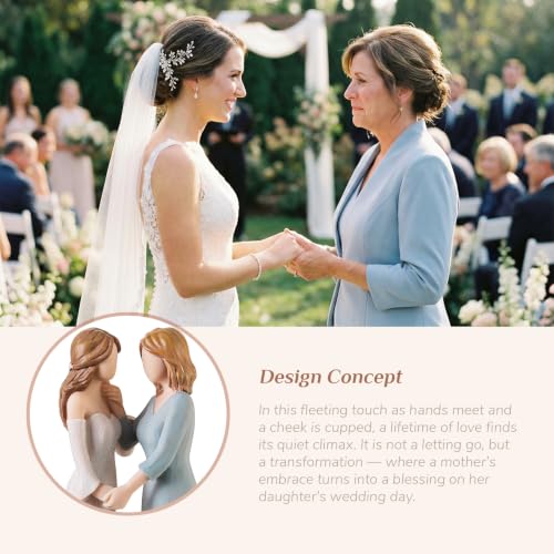 Mother of The Bride Figurine Gifts for Wedding & Engagement - Bride with Mom Touching Cheek Variation