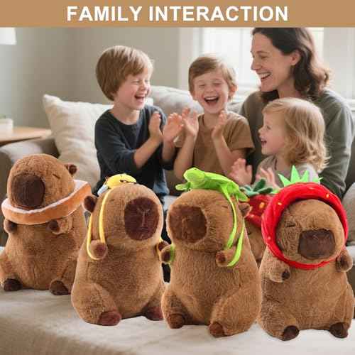 Capybara Plush With Turtle Backpack - Cute Stuffed Animal Kawaii Plush Pillow - Birthday Gift for Kids Boys Girls 12 Inch