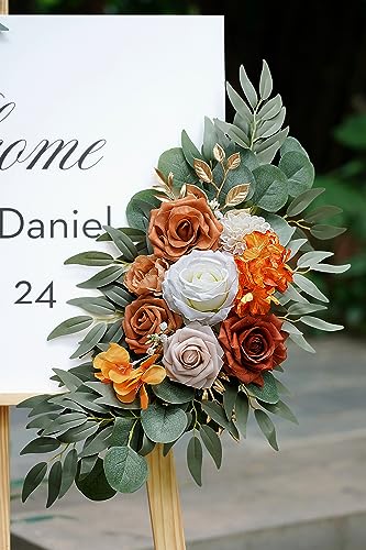 Artificial Flower Swag Set of 2 for Wedding Arch and Decor - Burnt Orange