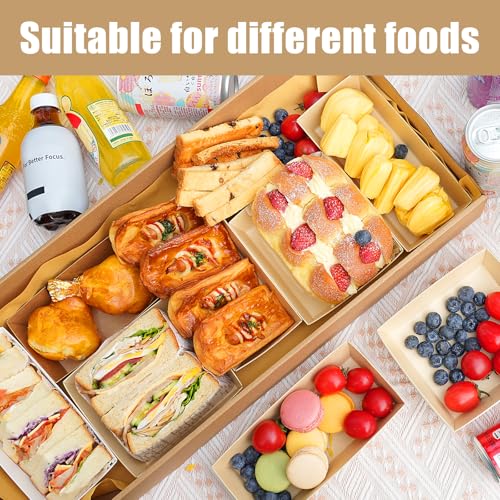XL Bakery Gift Boxes with Window 22x9.8x3.15 Inch - Pack of 10, Cardboard Pastry & Cake Boxes