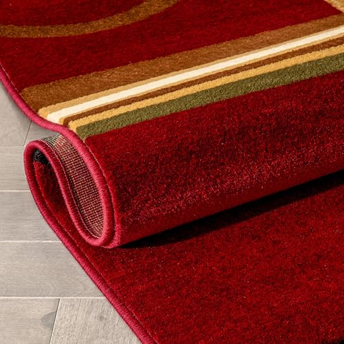 Well Woven Barclay Red Geometric Area Rug 5'3" x 7'3" - Modern Polypropylene