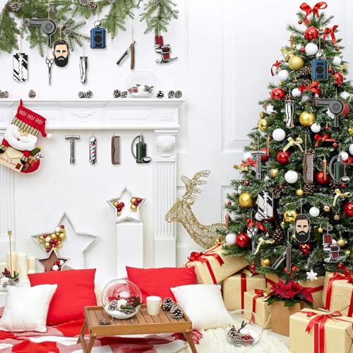 Vercraft 24 Pcs Barber Christmas Tree Ornaments - Men Edition