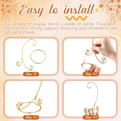 1 Pcs Ornament Display Stand 7.5 H Ornament Stand Holder Hanging Terrarium Bracket Air Plant Holder Hanging Hook for Christmas Home Party Wedding Decoration(Gold)