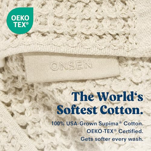 ONSEN Supima Waffle Bath Towel Set - Oatmeal, 3-Piece