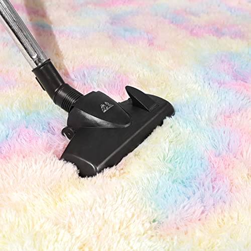 AROGAN Soft Rainbow Area Rugs for Girls Room 2x4 Feet, Fluffy Girls Bedroom Rugs, Princess Rug, Cute Colorful Carpet for Kids Teens Nursery Toddler, Pink
