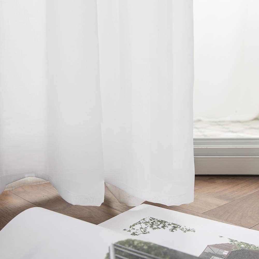 MIULEE Sheer Curtains - Elegant Lightweight Grommet Drapes for Light Filtering | 84-Inch White, 2 Panels Set