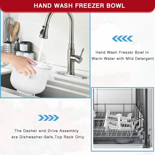 Akiosk 2 Qt Ice Cream Maker Attachment for KitchenAid Stand Mixer - Compatible with 4.5/5QT & 6QT Models, Yogurt & Sorbet