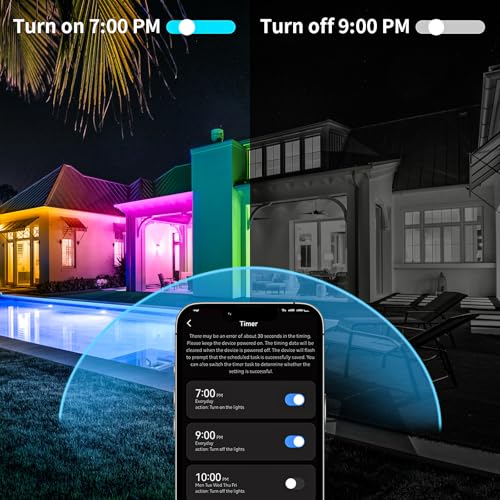 KSIPZE 50ft Waterproof Outdoor RGB LED Strip Lights with App Control, Music Sync & Timer