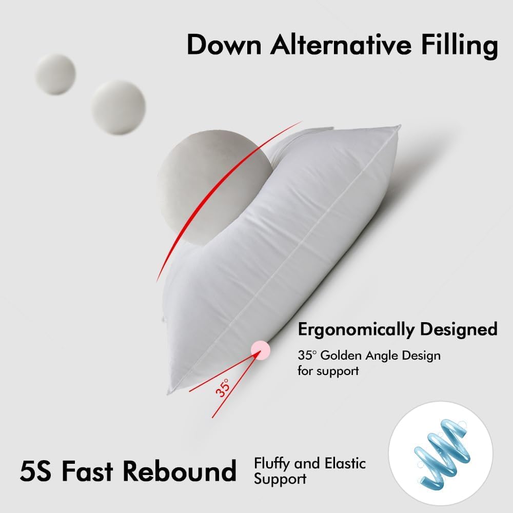 MIULEE 18x18 Pillow Inserts,Down Alternative Pack of 2 Decorative Throw Pillows for Sofa Couch Bed, Ultra Soft Fluffy Bed Sleeping Form