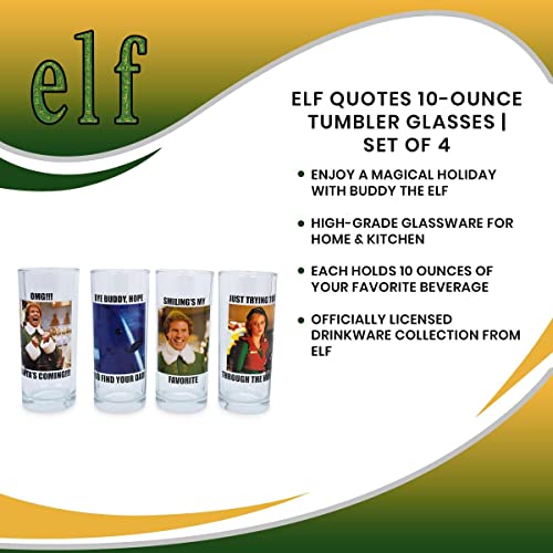 Elf 10oz Tumbler Glass Set (4) – Officially Licensed Holiday Beverage Cups