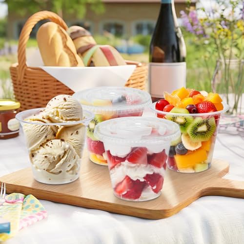 300 Pack 9 oz Clear Plastic Cups with Flat No Hole Lids - Leak-Proof, Disposable, Food-Grade PET