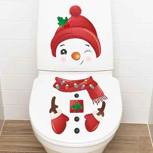 Christmas Toilet Stickers, Snowman Stickers Cute and Fun Toilet Stickers Snowman Christmas Home Decoration Wall Stickers