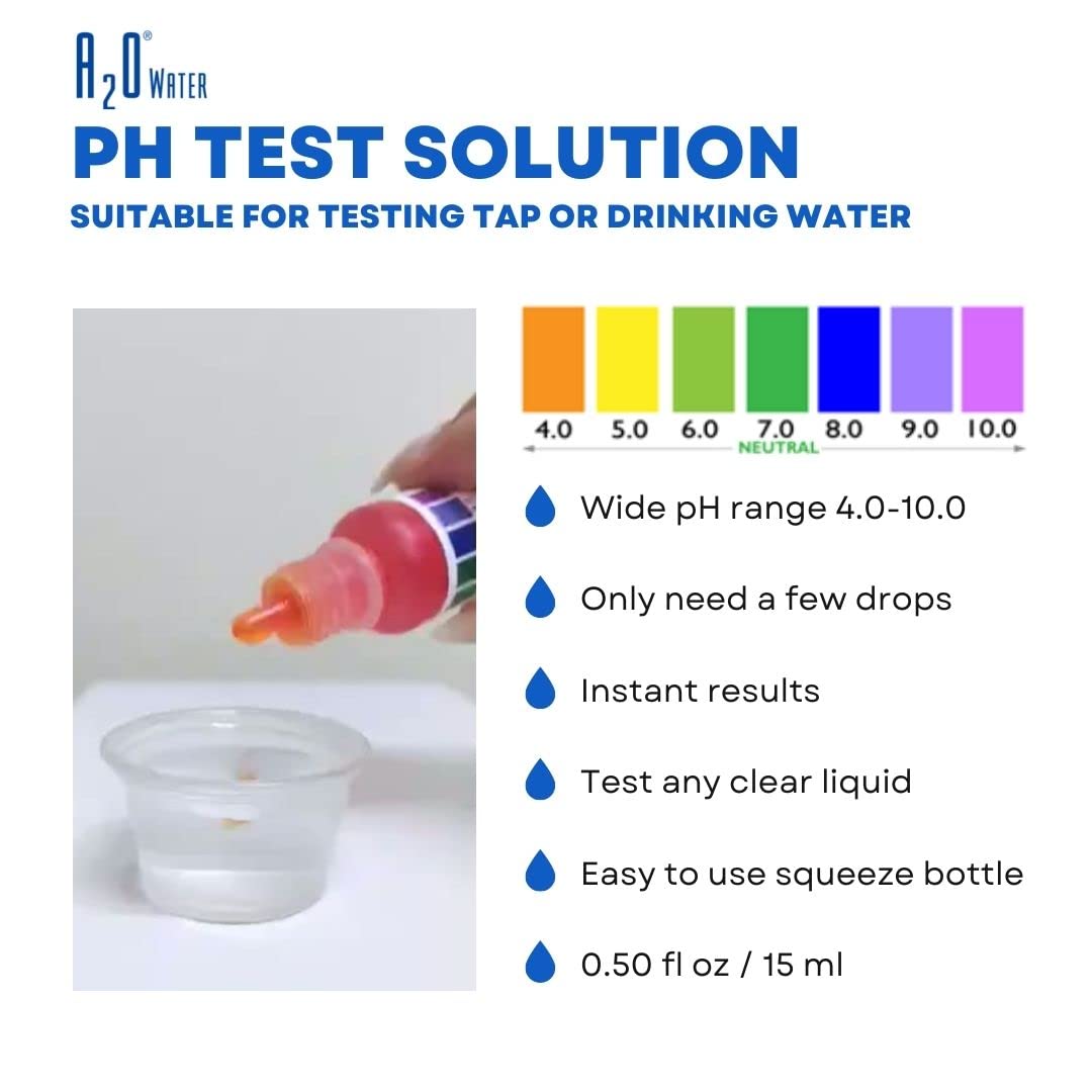 Alkaline Water, Tap, and Drinking Water Accurate Measure of pH Level, Test kit wht, up to 125 Tests per Bottle 0.50 Fl Oz by A2O Water - Made in USA