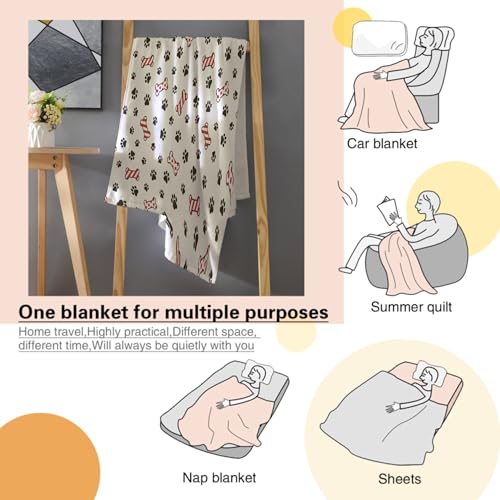 Dog Paw Blanket, Dog Paw Christmas Santa Claus Xmas Truck Blankets, Gift for Girls Dog Paw Lover, 30"x40" Soft Lightweight Plush Throw Blanket for Couch Bed Sofa Decoration