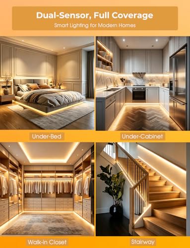 Smart LED Strip Light with Motion Sensors, APP Control, 19.6ft Warm White