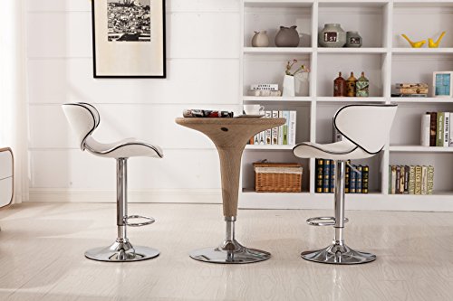 White Adjustable Swivel Leatherette Bar Stool Set of 2 with Chrome Base