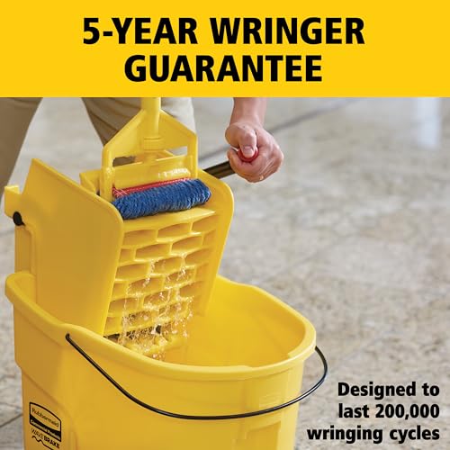 Rubbermaid Commercial WaveBrake 26 Qt Side-Press Mop Bucket - Yellow