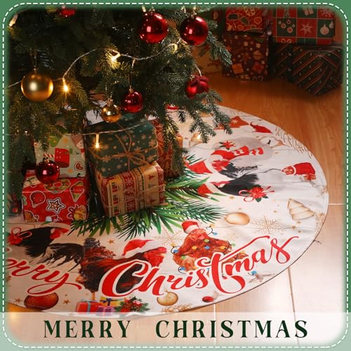 Shellwei 36-Inch Multicolor Cat Pattern Christmas Tree Skirt Holiday Decor