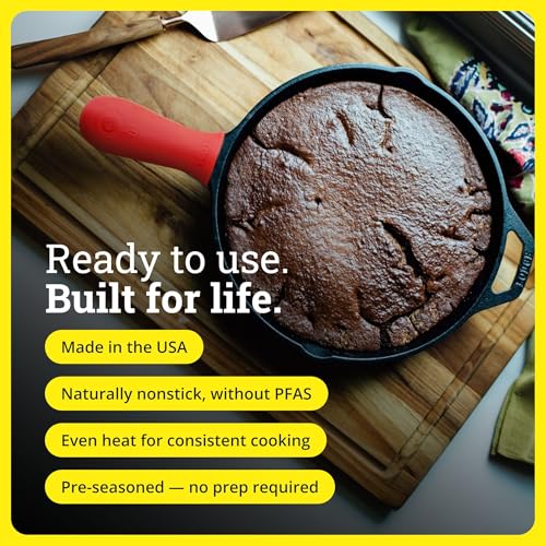 Lodge 12-Inch Pre-Seasoned Cast Iron Skillet with Silicone Handle Cover