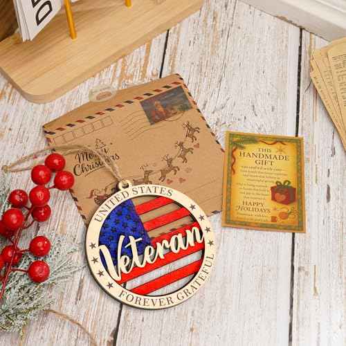Veteran Ornament - American Flag | Military Pride ? Forever Grateful Card ? Christmas Ornament 2025 ? USA Patriotic Decor - Xmas Tree Funny Decoration - Family Christmas Ornaments 2025