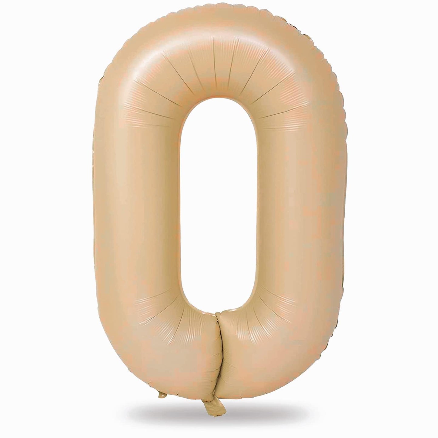 Nude 0 Balloons, 40 Inch Large Tan Foil Number Balloons Set 0-9, Self Inflating Digital 0 Helium Balloon for Boys Girls Men Women 10th 100th Age Birthday Anniversary Party Decorations Supplies