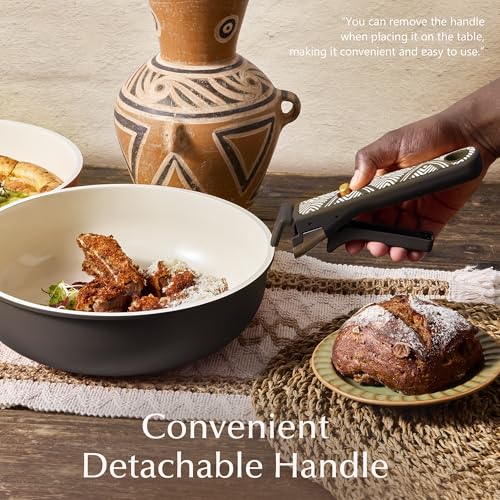 Ceramic Cookware Set with Detachable Handles - Charcoal, 21 Pieces